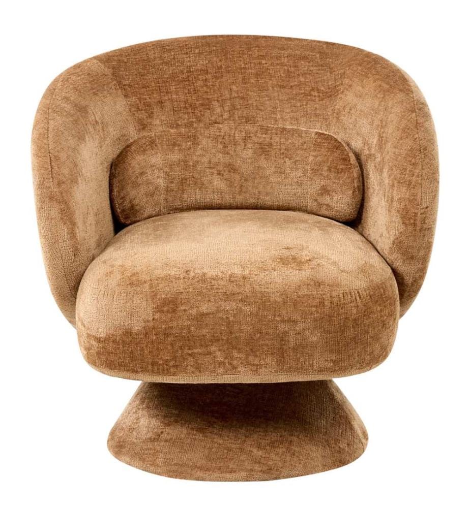 Fauteuil pivotant LIEKSA Tissu chenille Marron doré