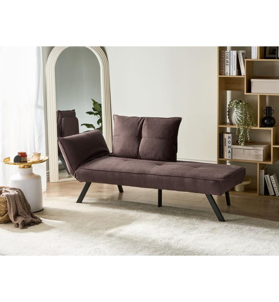 Chaise longue versione sinistra ROCAMADOUR Tessuto Marrone