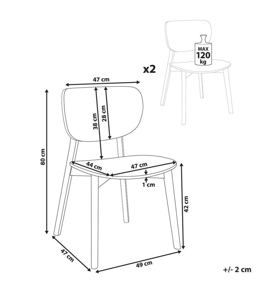 Esszimmerstuhl 2er Set OVERLY Holz Dunkelbraun