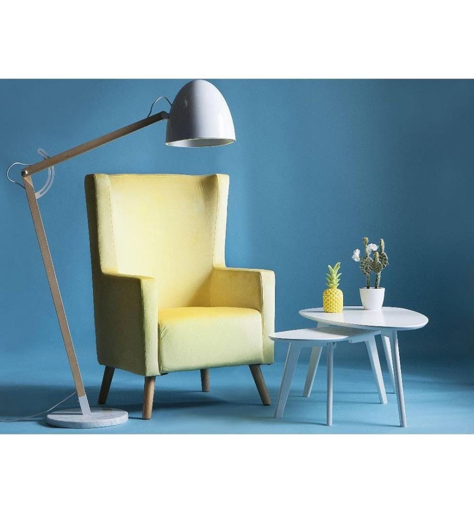 Fauteuil à oreilles ONEIDA Velours Jaune