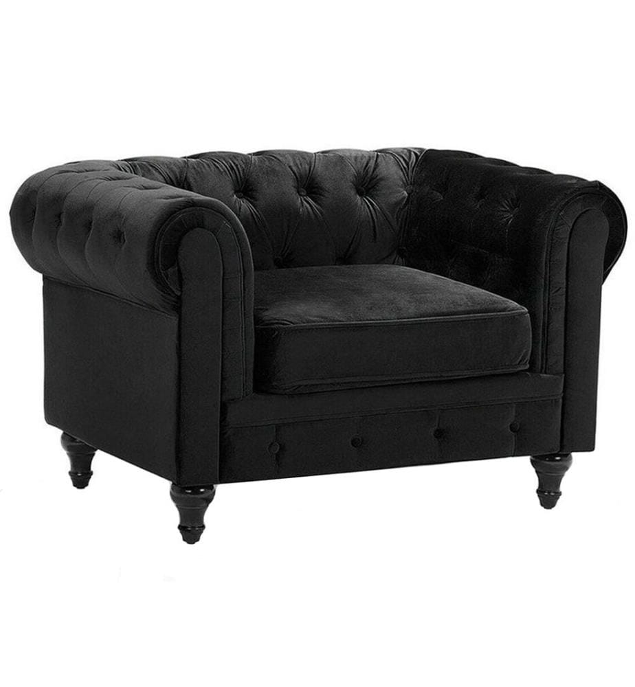 Sessel CHESTERFIELD Samtstoff Schwarz