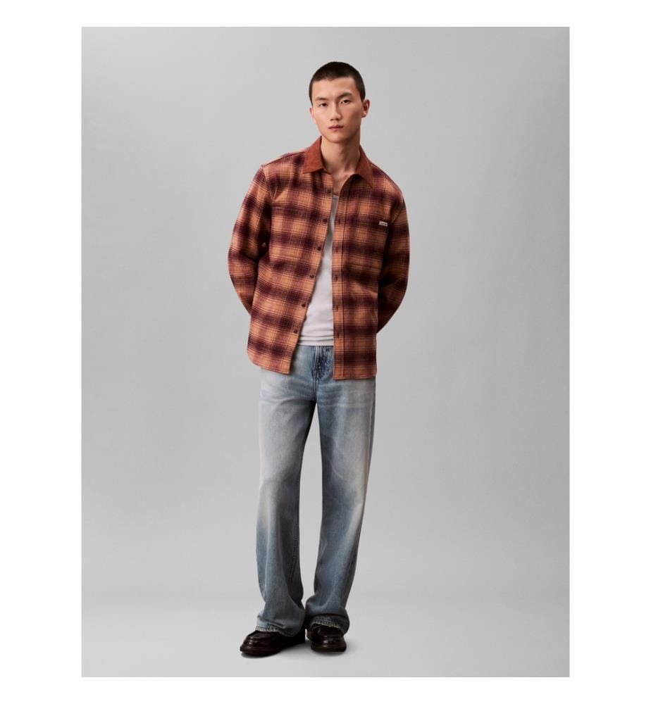 Slim fit overshirt with chest pockets - Brown