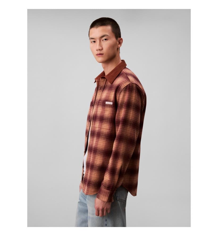 Slim fit overshirt with chest pockets - Brown