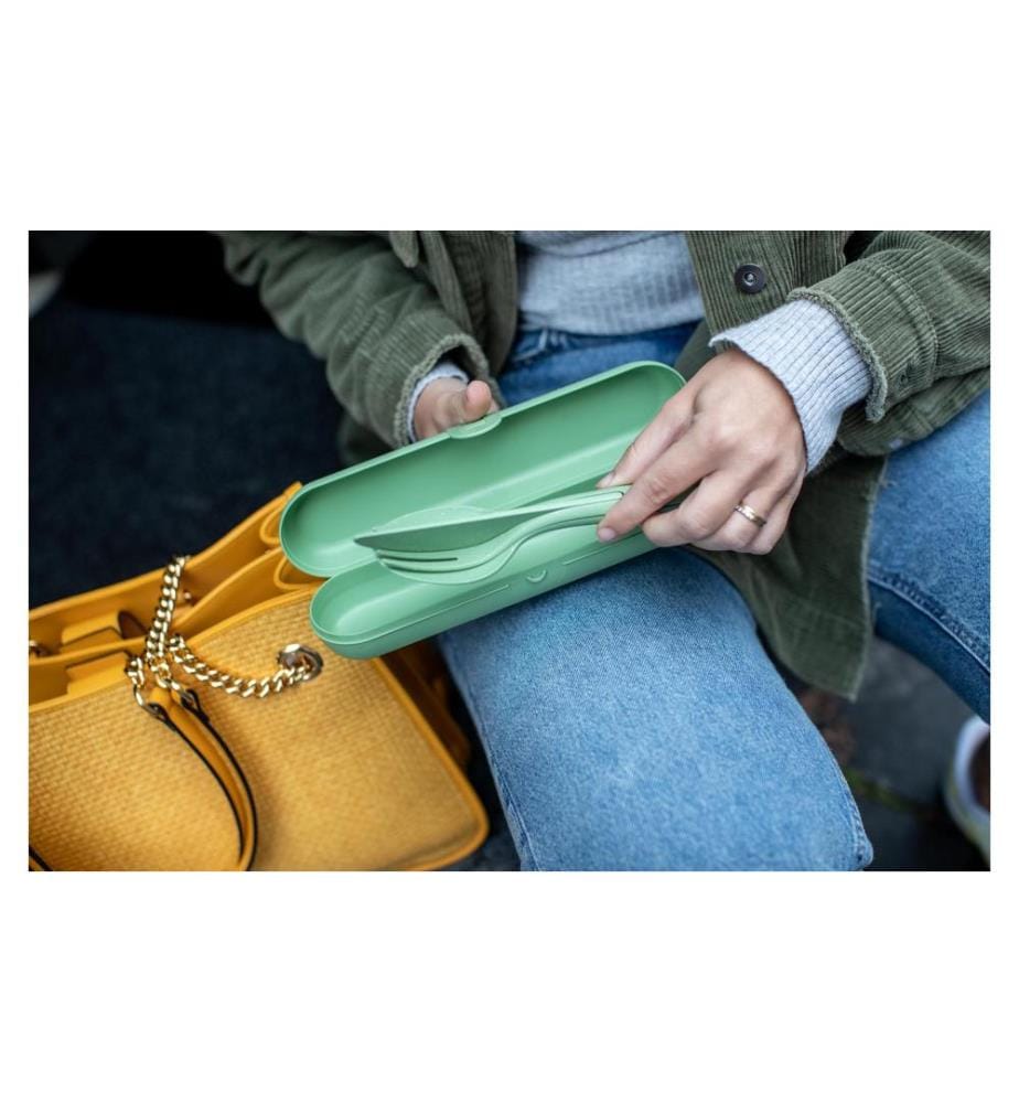 KOZIOL - Besteck-Set Etui Klikk 1-teilig, Dunkelgrau/Grau