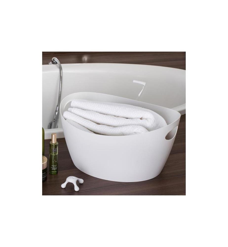 KOZIOL - Corbeille à linge Bottichelli L 15 l, Blanc mat/Blanc