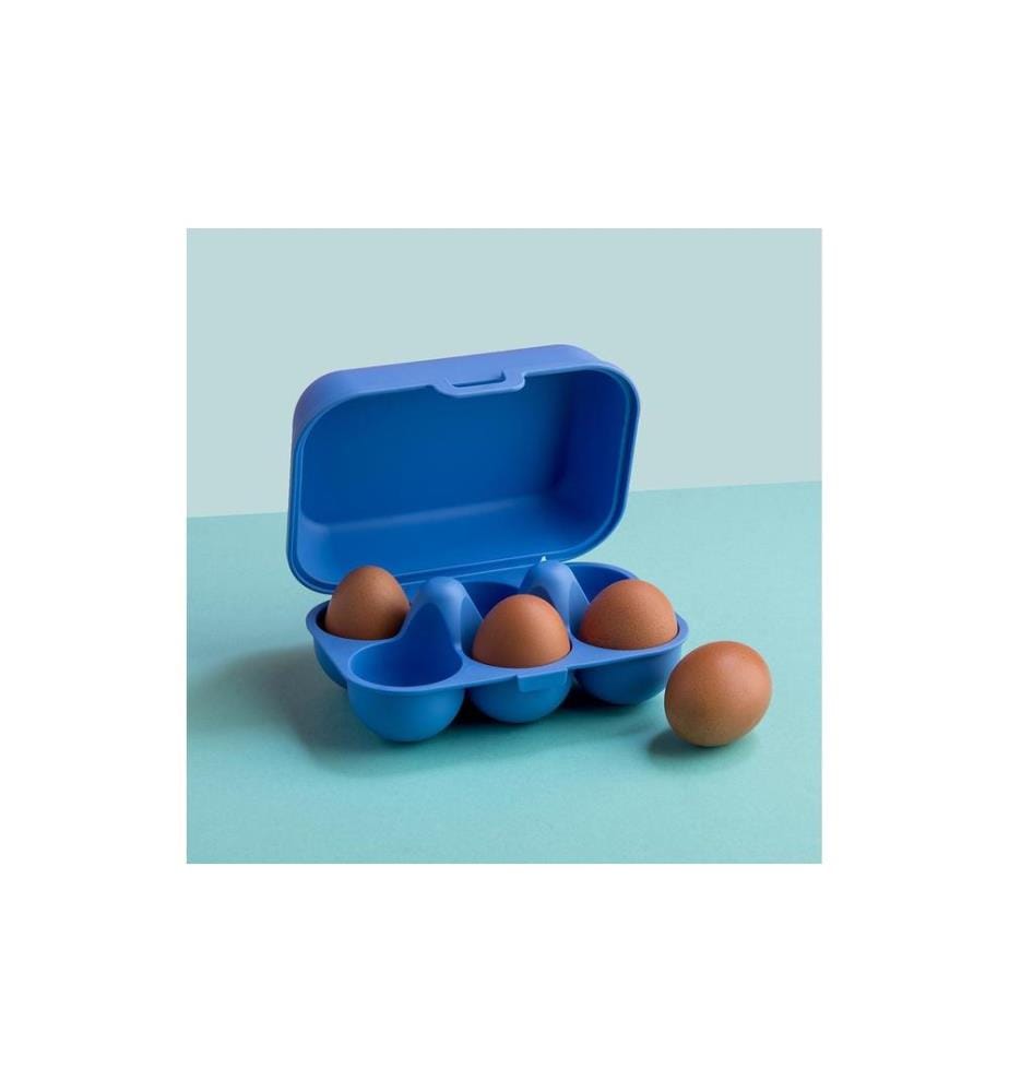 KOZIOL - Eierbox To Go mini 17 cm x 11.8 cm, Strong Blue