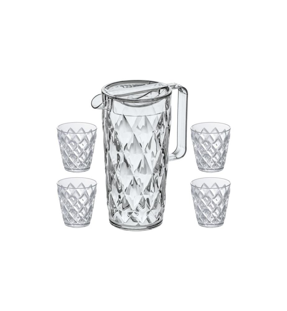 KOZIOL - Cruche Crystal 1.6 l 5 pièces, Transparent