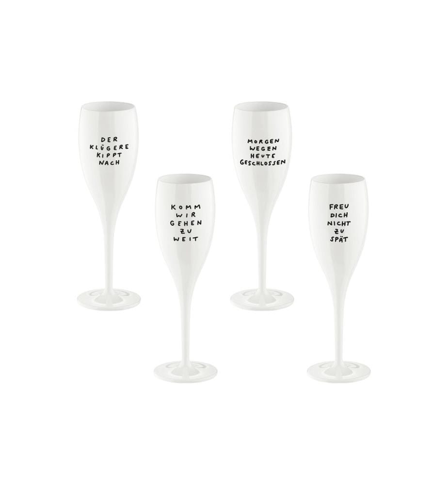 KOZIOL - Verre à champagne Prêt à dire 100 ml, 4 Pièce/s, Blanc