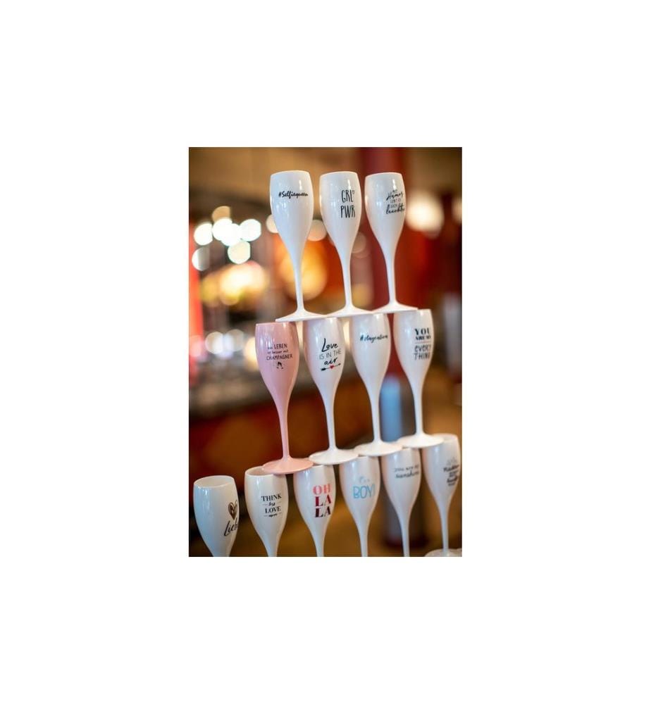 KOZIOL - Sektglas Superglas Mit Humor lebt 100 ml, 1 Stück, Weiss