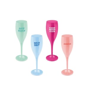 KOZIOL - Verre à champagne Color Up 100 ml, 4 pièces, Multicolore