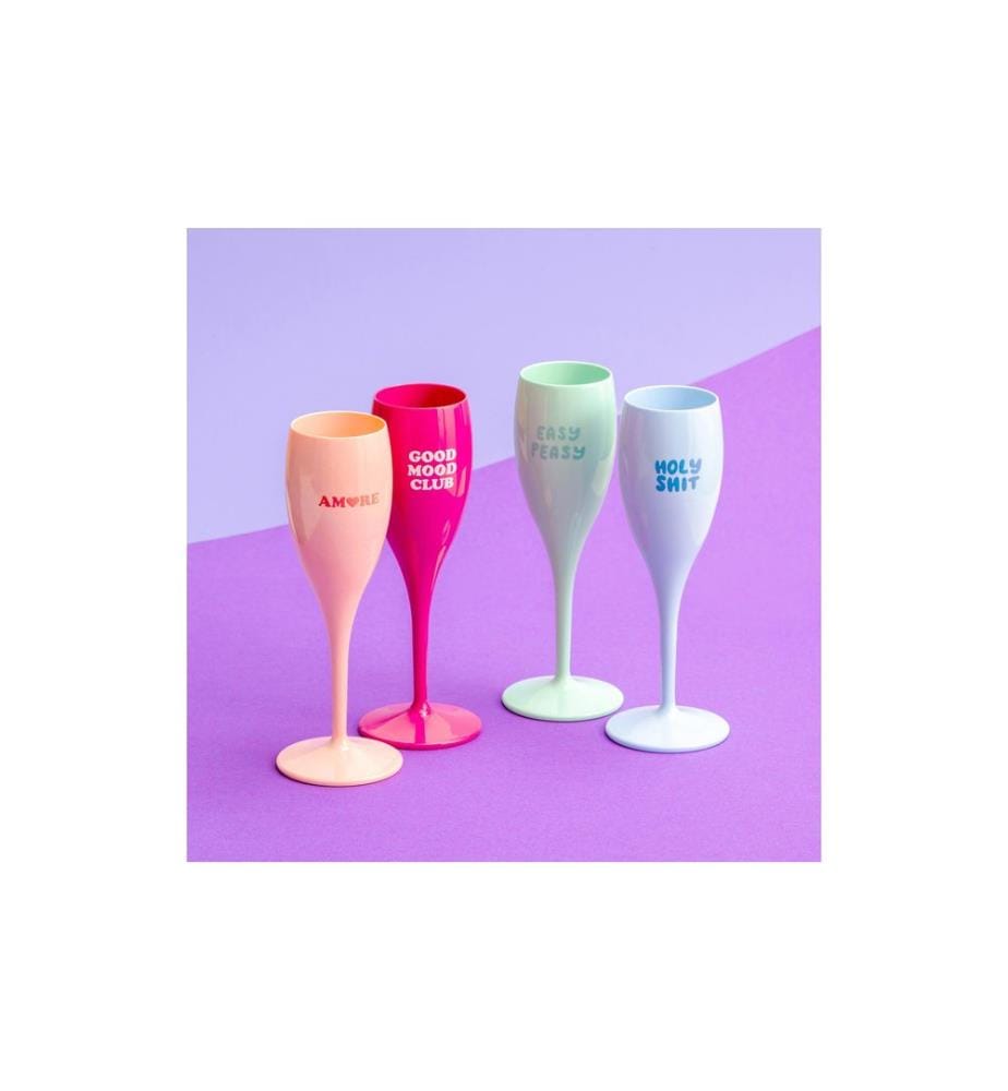 KOZIOL - Sektglas Color Up 100 ml, 4 Stück, Mehrfarbig
