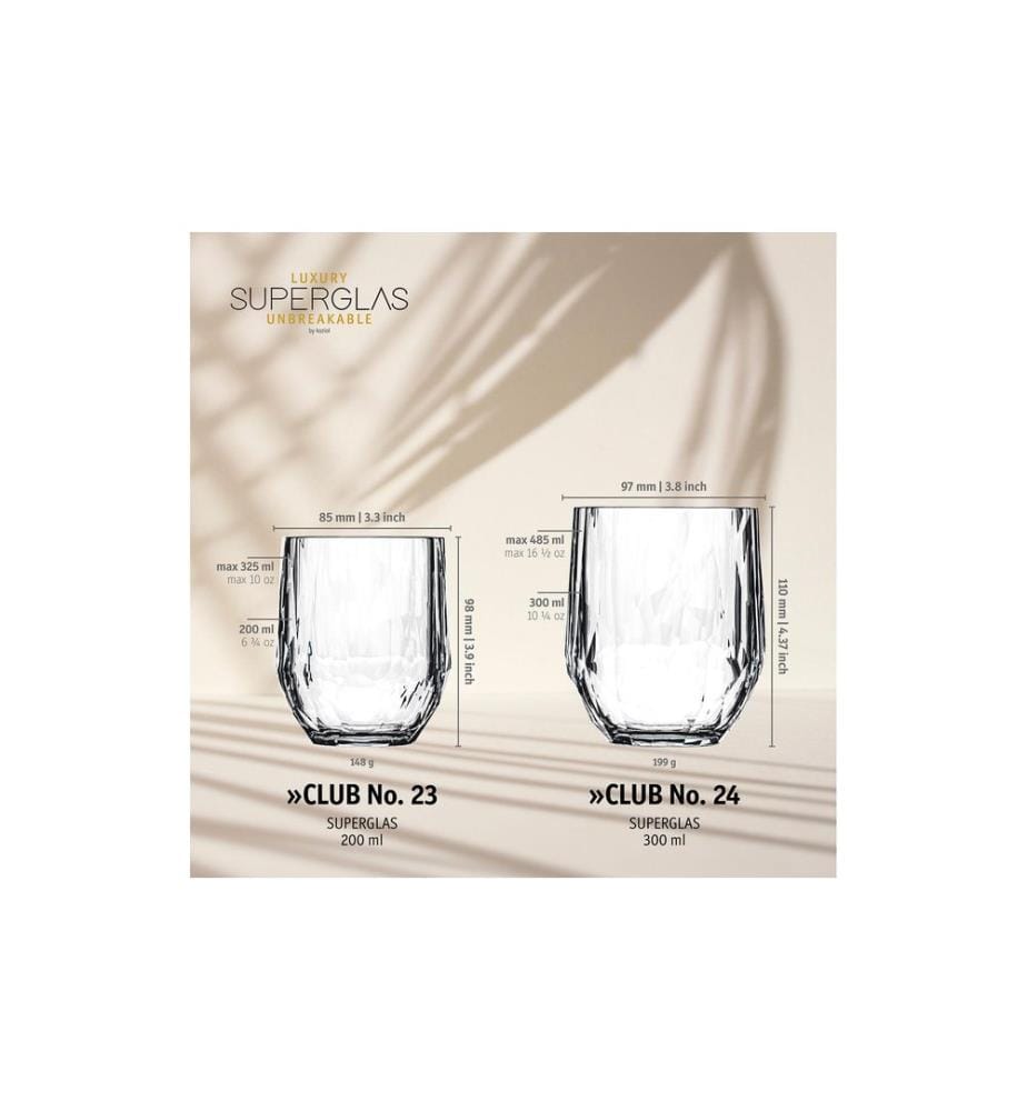 KOZIOL - Verre Club No. 23 200 ml, 2 Pièce/s, Aquamarine
