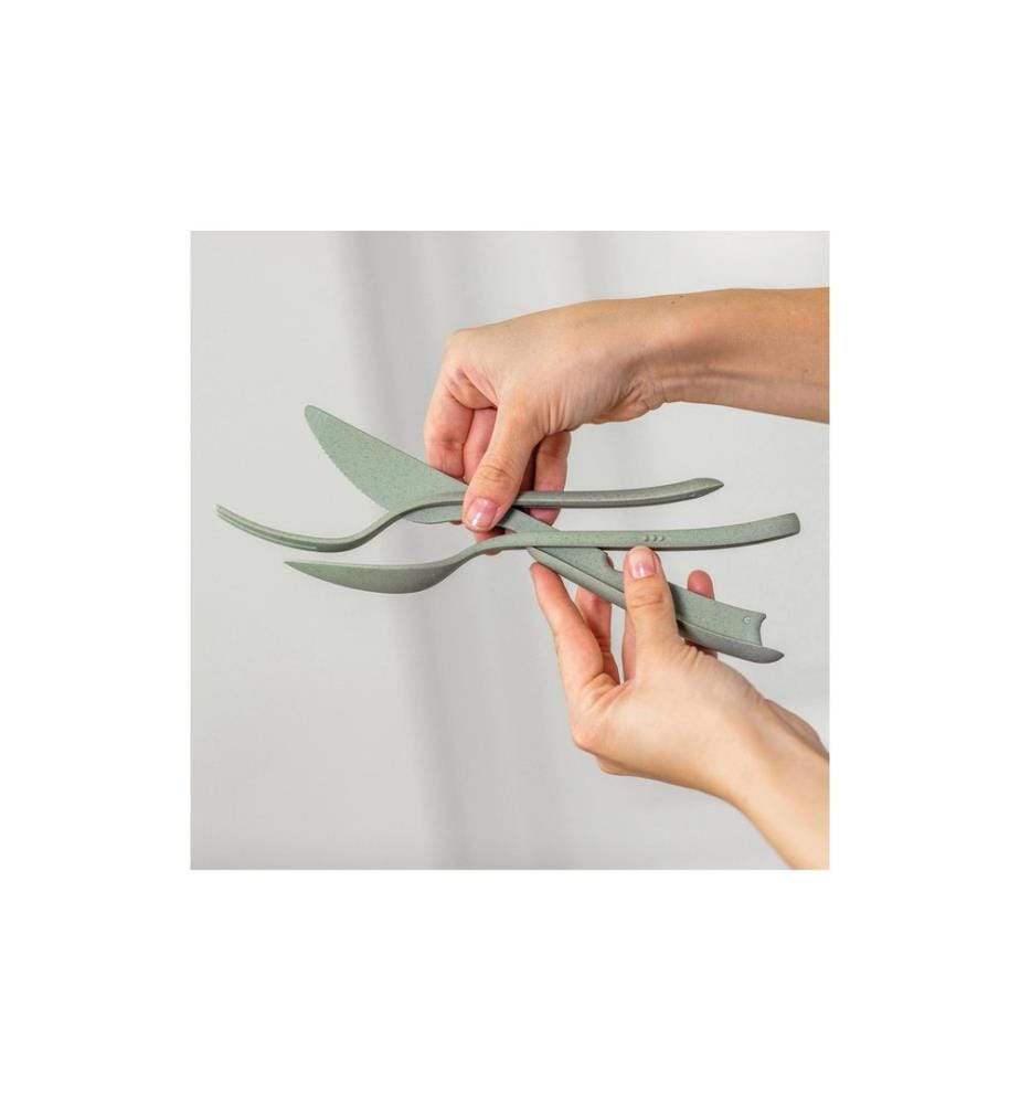 KOZIOL - Couverts à emporter Klikk 3-pièce, Leaf Green