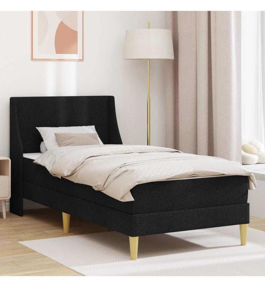 Cadre de lit avec matelas Noir 90 x 190 cm Polyester