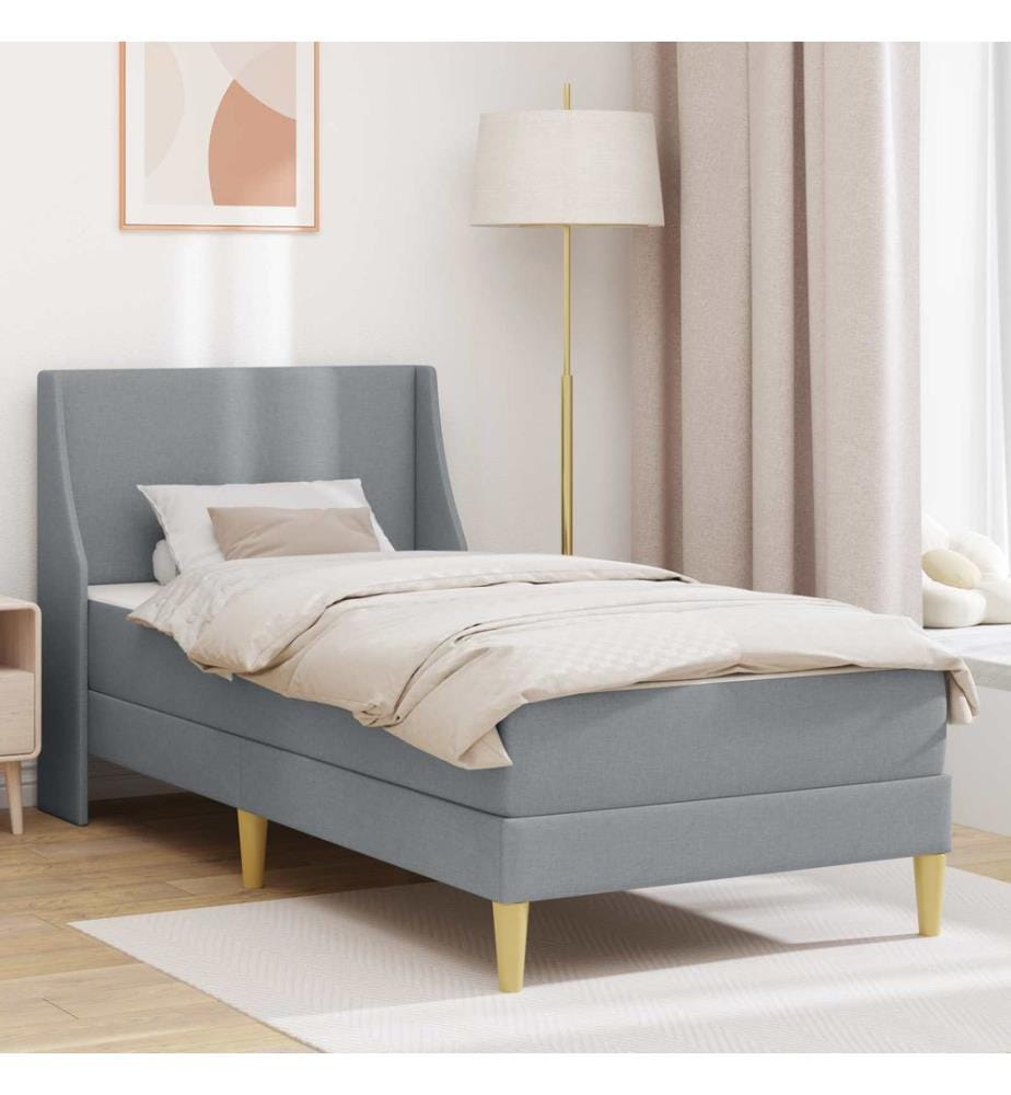 Bed frame with mattress Light grey 100 x 200 cm Polyester