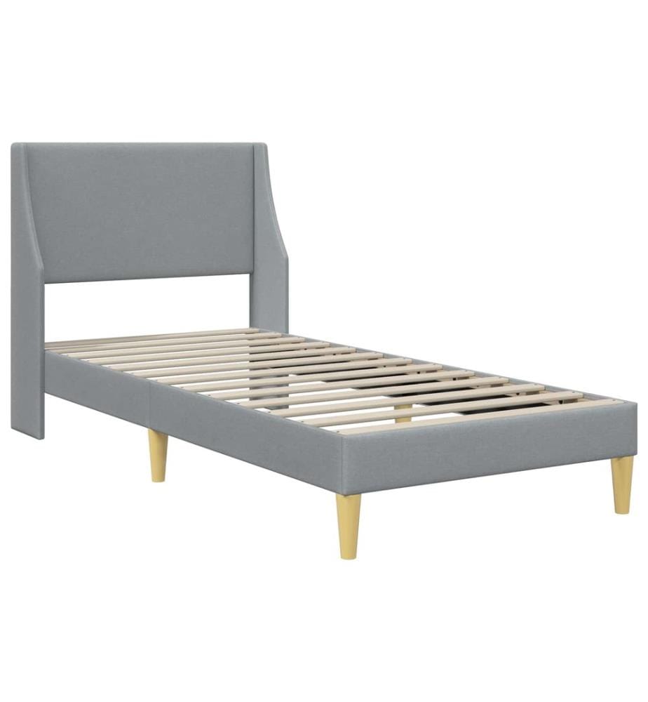 Bed frame with mattress Light grey 100 x 200 cm Polyester