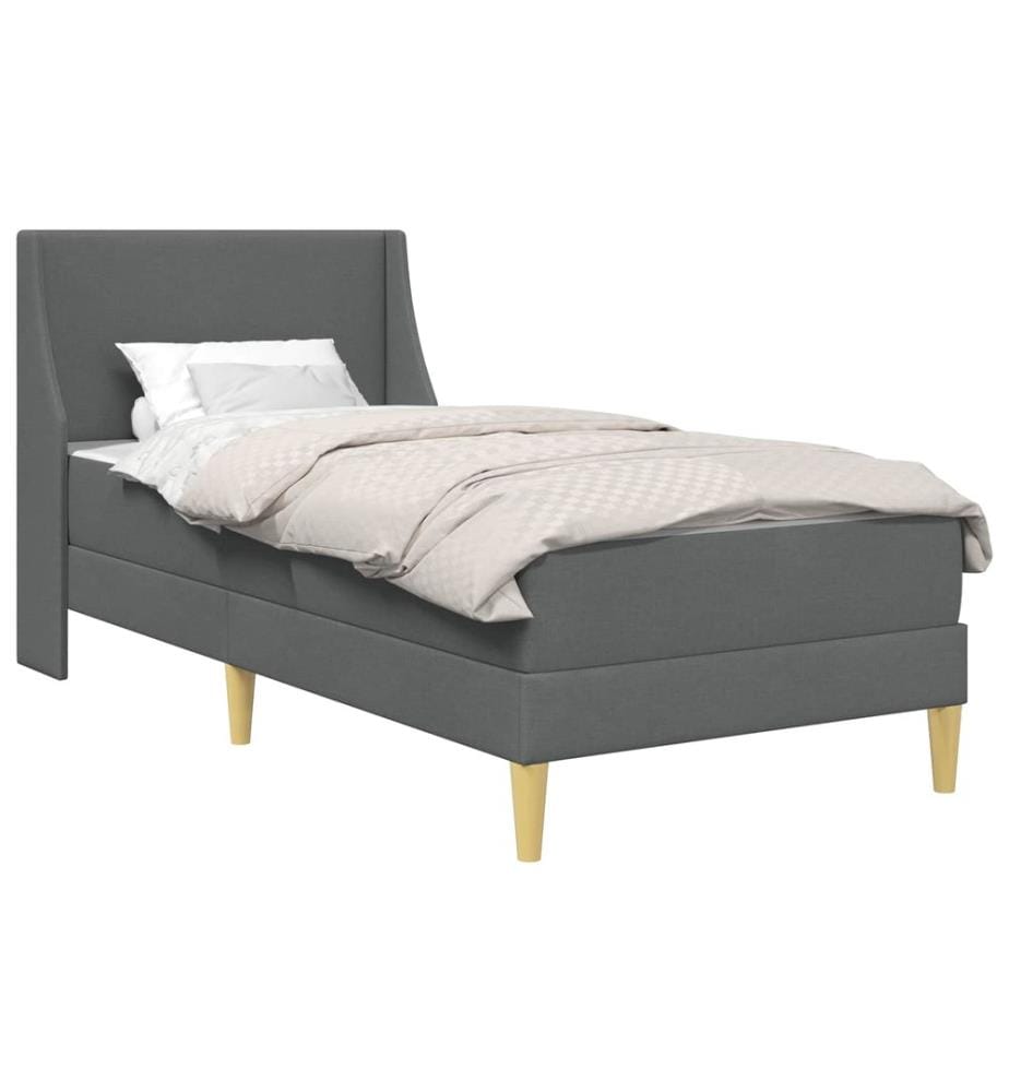 Bed frame with mattress Dark grey 100 x 200 cm Polyester