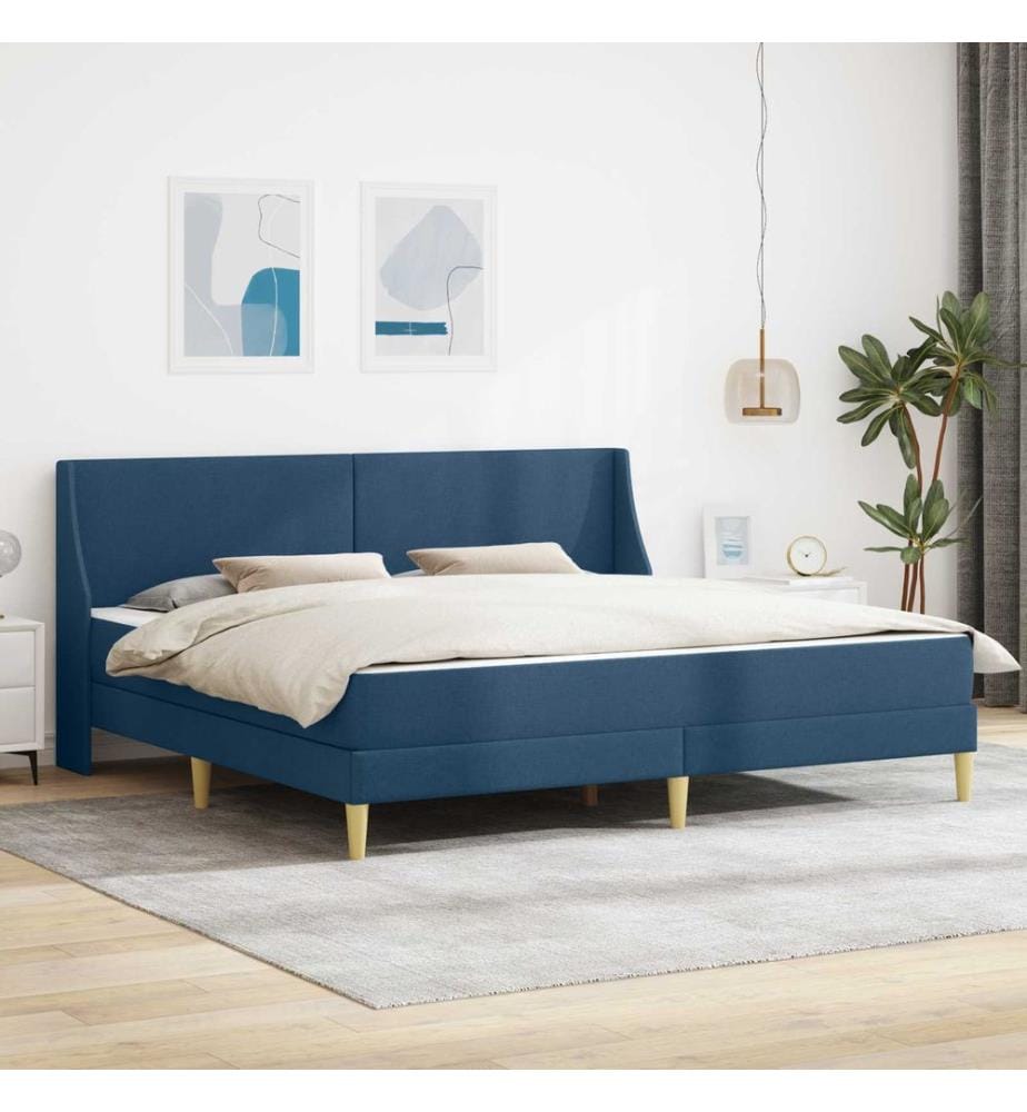 Cadre de lit avec matelas Bleu 180 x 200 cm Polyester