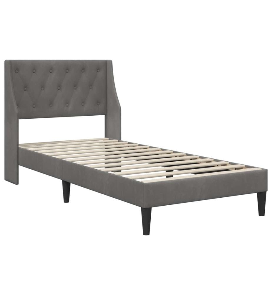 Bettgestell mit Matratze Dunkelgrau 90 x 190 cm Samt