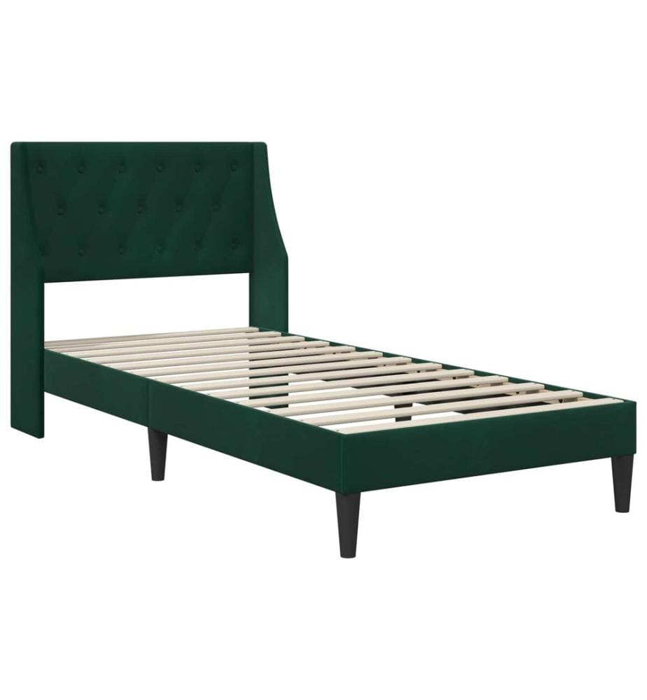 Bettgestell mit Matratze Dunkelgrün 90 x 190 cm Samt