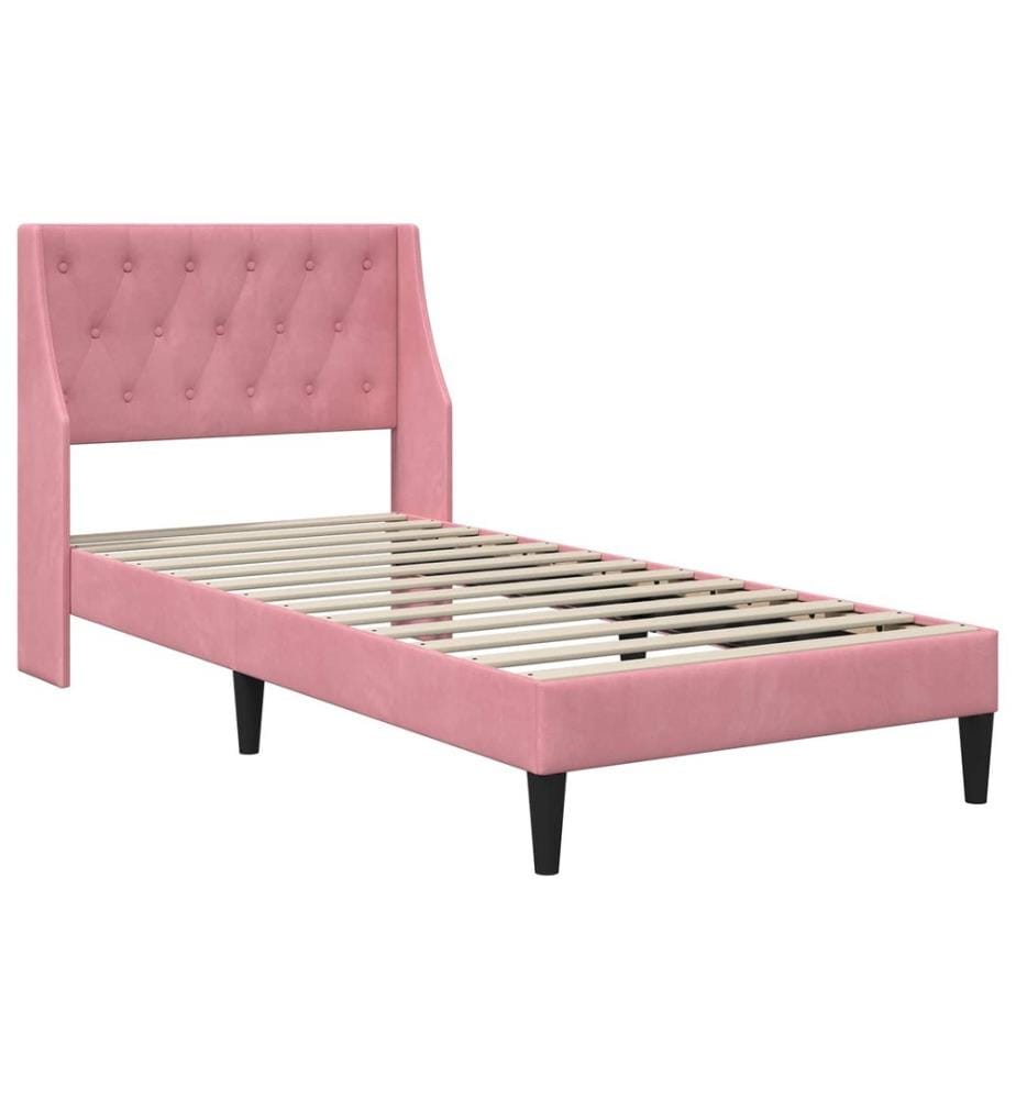 Cadre de lit avec matelas avec matelas Rose 90 x 200 cm Velours