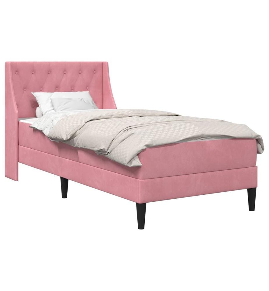 Bettgestell mit Matratze mit Matratze Rosa 100 x 200 cm Samt