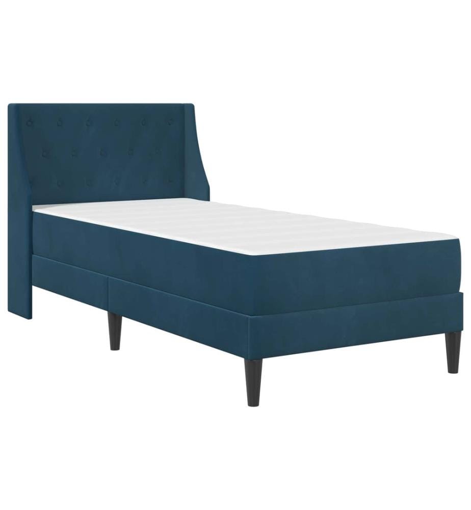 Bettgestell mit Matratze mit Matratze Blau 100 x 200 cm Samt