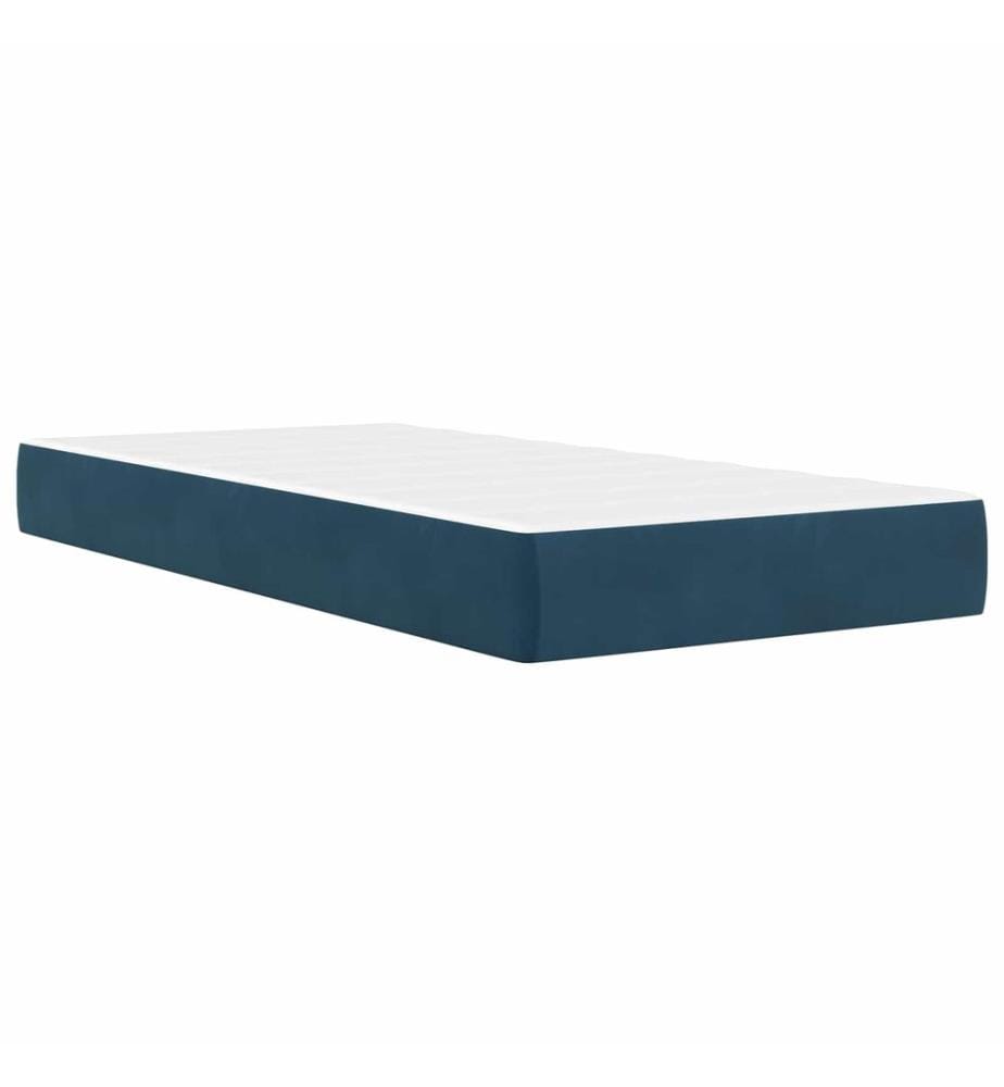 Bettgestell mit Matratze mit Matratze Blau 100 x 200 cm Samt