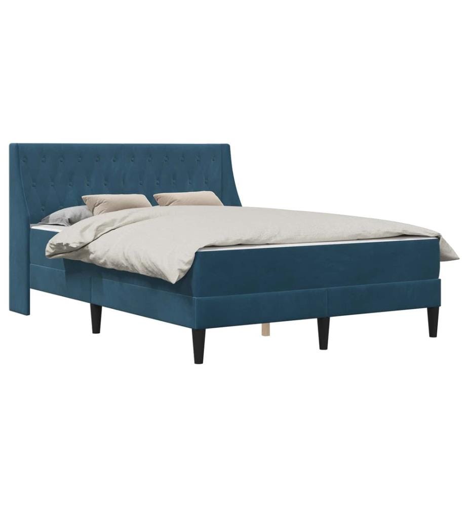 Cadre de lit avec matelas Bleu 120 x 190 cm Velours