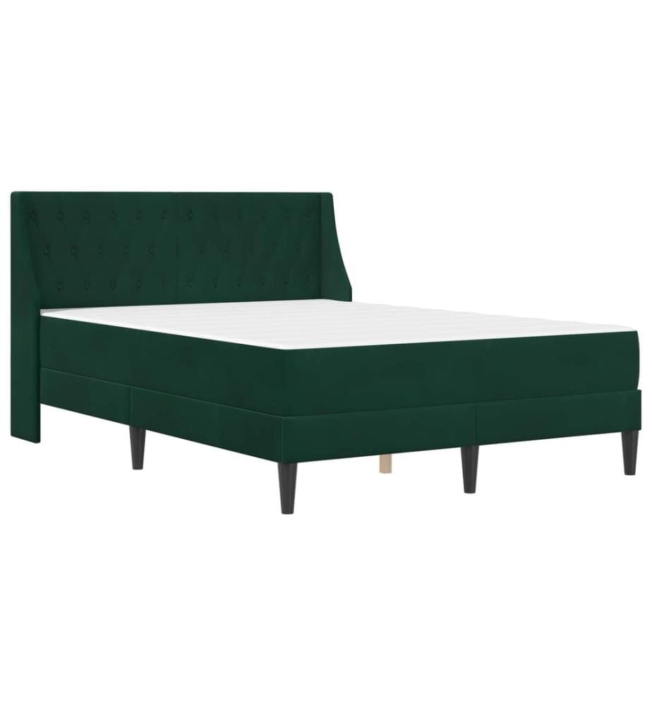 Bettgestell mit Matratze Dunkelgrün 140 x 190 cm Samt