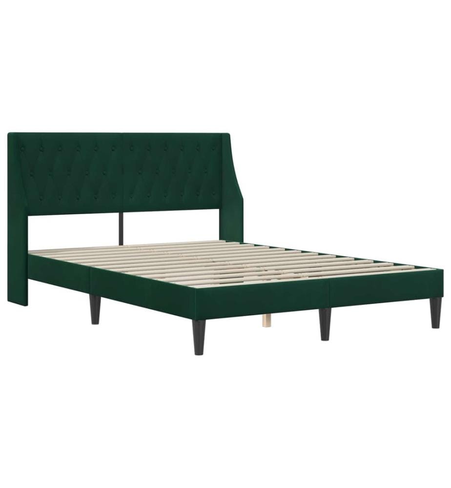 Bettgestell mit Matratze Dunkelgrün 140 x 190 cm Samt