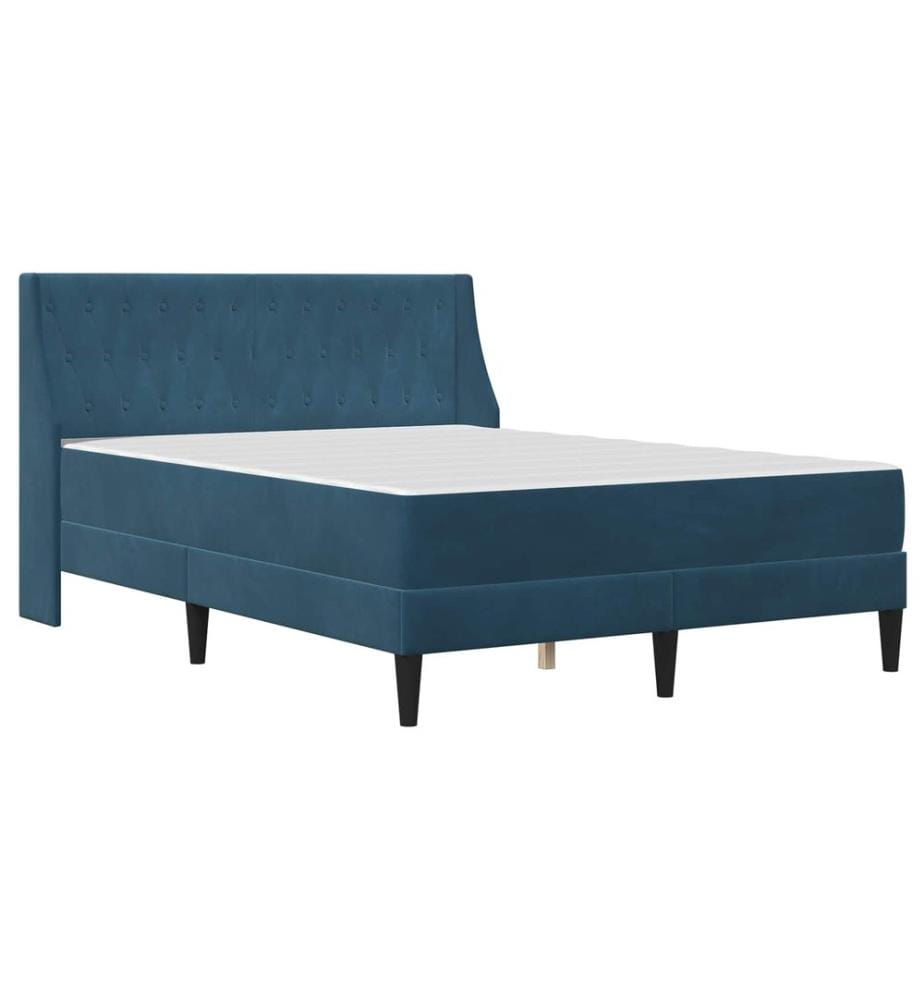 Cadre de lit avec matelas Bleu 140 x 190 cm Velours