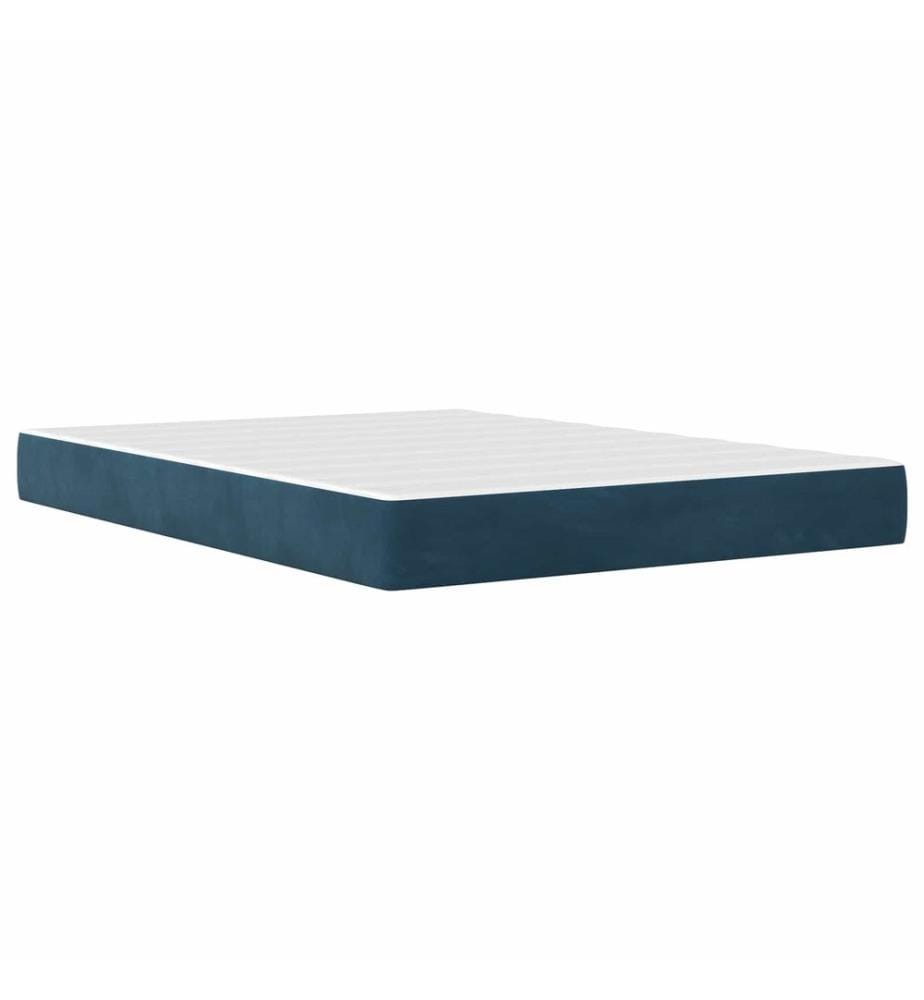Cadre de lit avec matelas Bleu 140 x 190 cm Velours