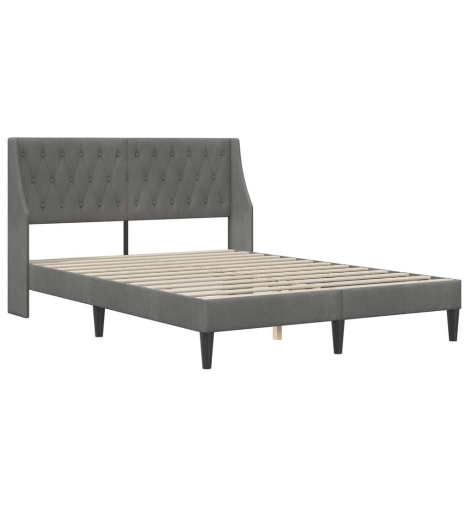 Bettgestell mit Matratze Dunkelgrau 160 x 200 cm Samt