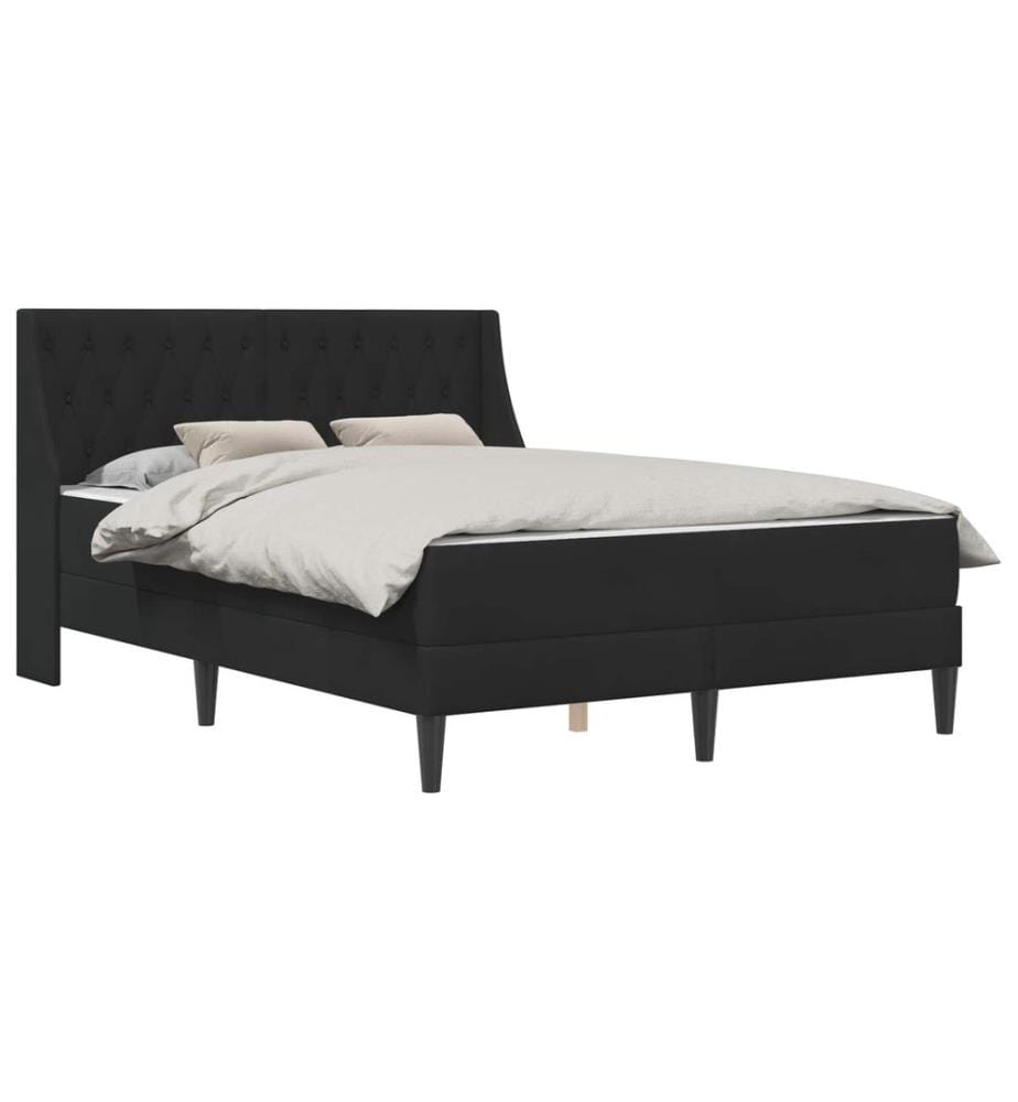 Bettgestell mit Matratze mit Matratze Schwarz 160 x 200 cm Samt