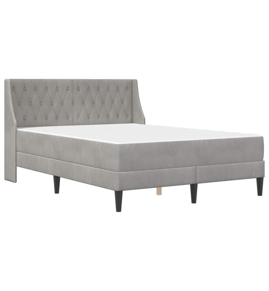 Cadre de lit avec matelas Gris clair 180 x 200 cm Velours
