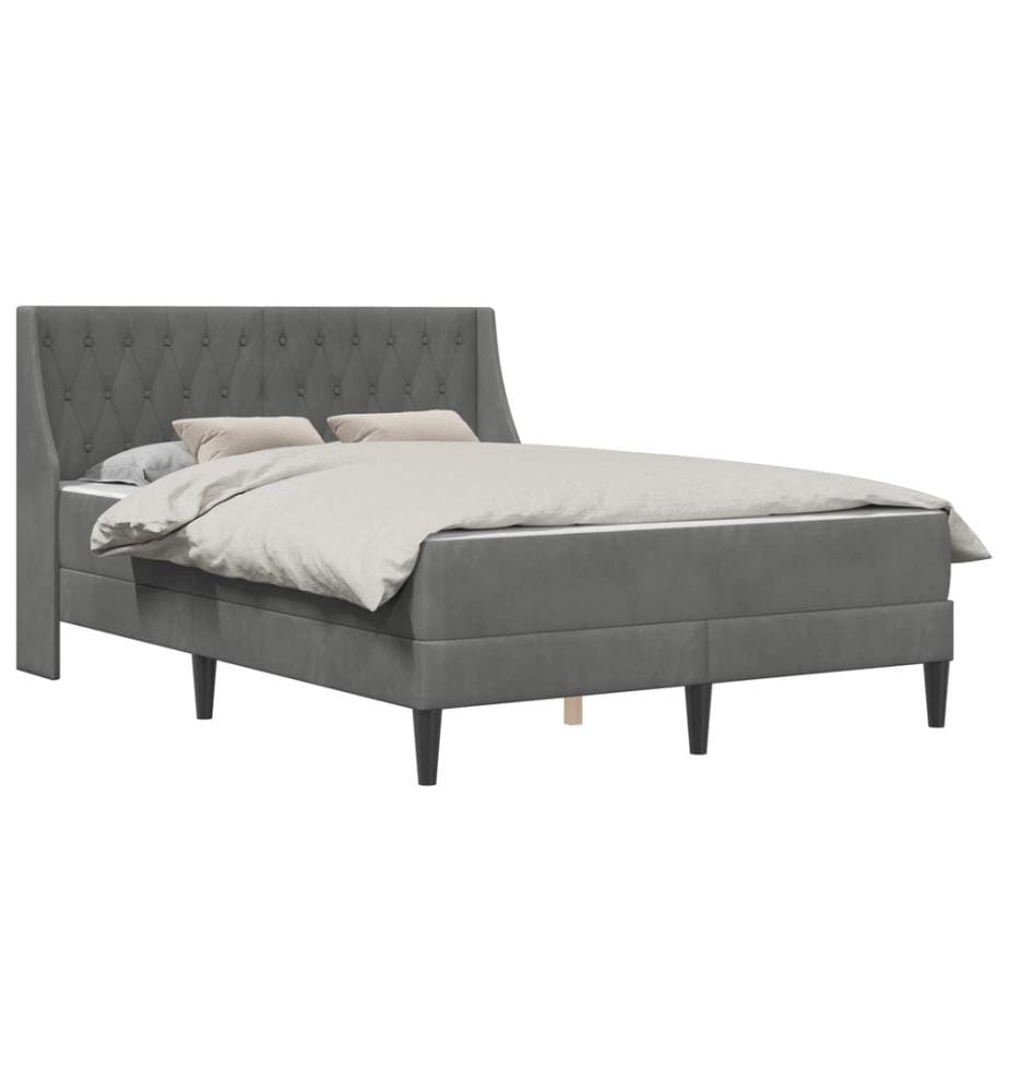 Cadre de lit avec matelas Gris foncé 180 x 200 cm Velours