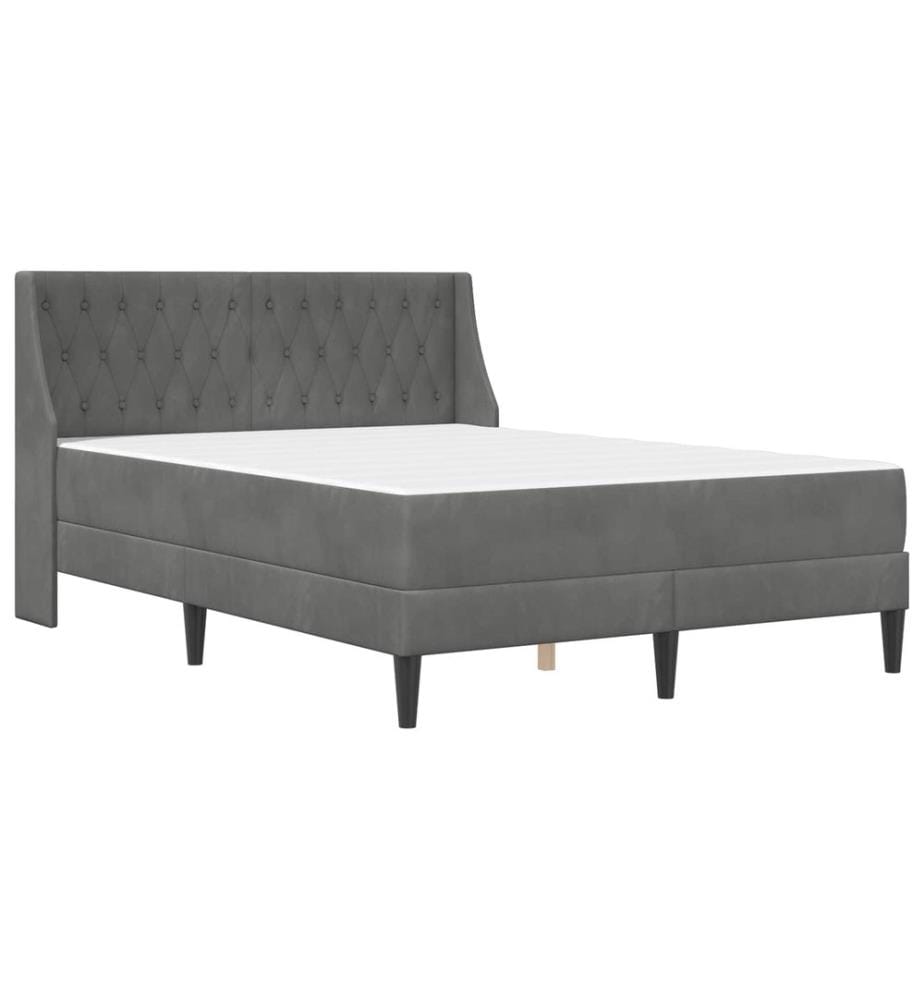 Cadre de lit avec matelas Gris foncé 180 x 200 cm Velours