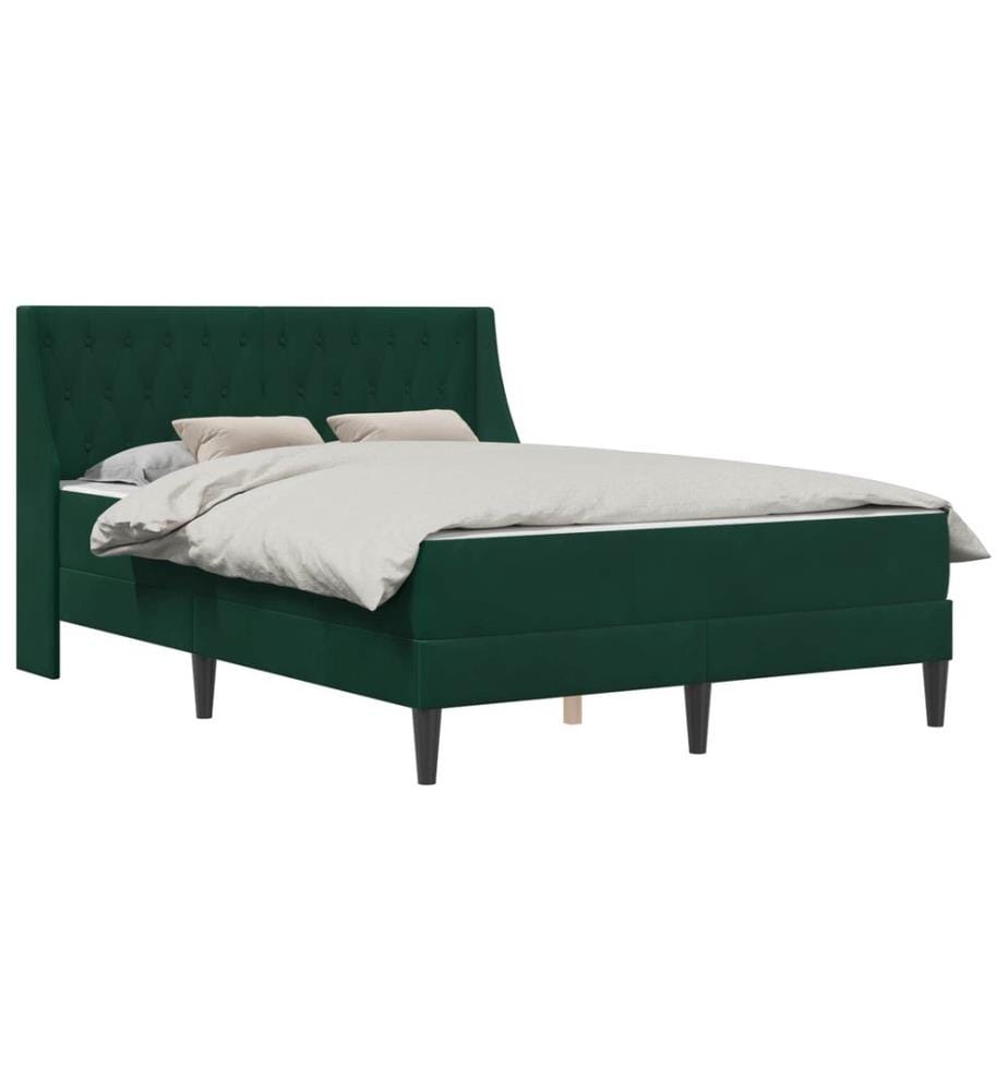 Cadre de lit avec matelas Vert foncé 180 x 200 cm Velours