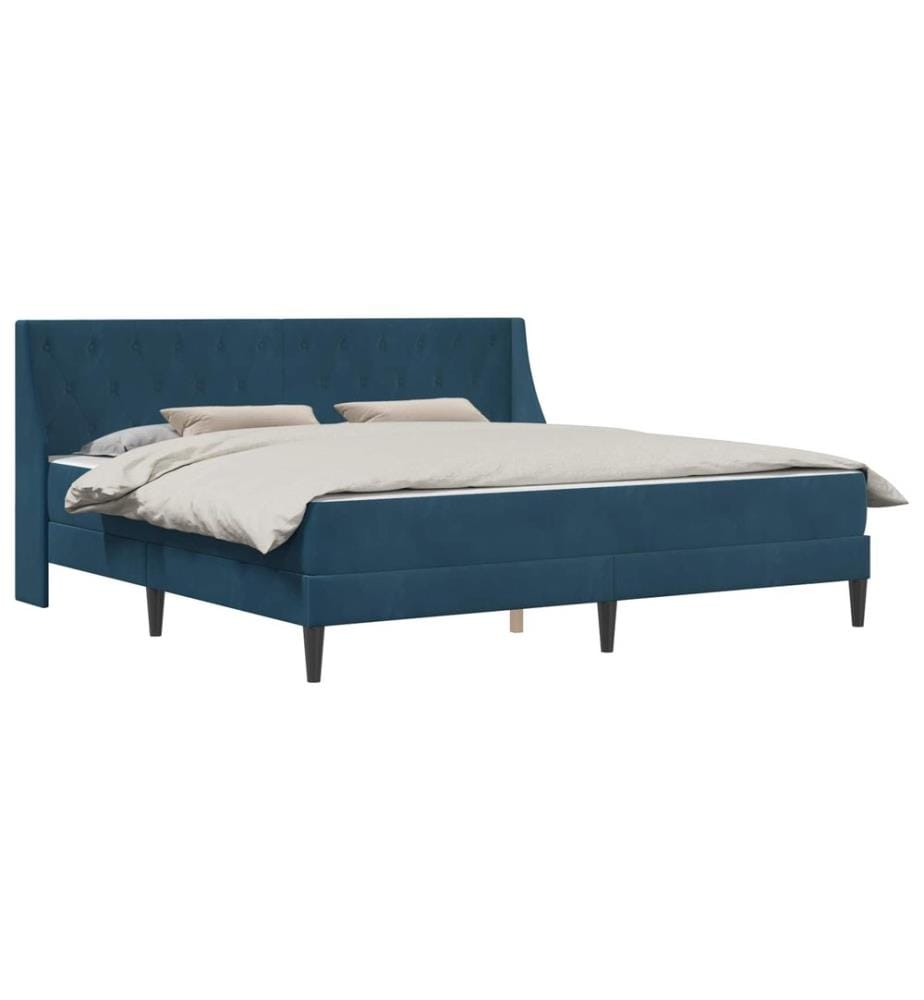 Bettgestell mit Matratze mit Matratze Blau 200 x 200 cm Samt