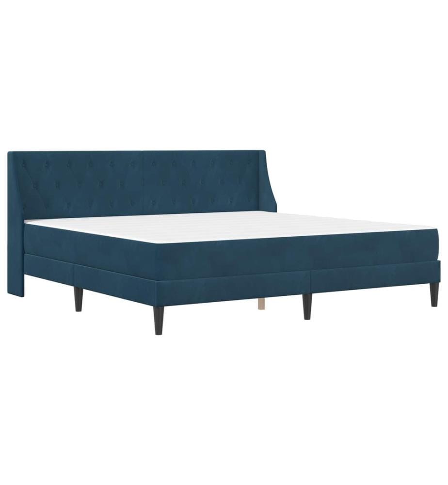 Bettgestell mit Matratze mit Matratze Blau 200 x 200 cm Samt