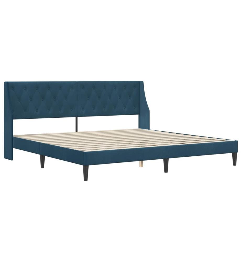 Bettgestell mit Matratze mit Matratze Blau 200 x 200 cm Samt