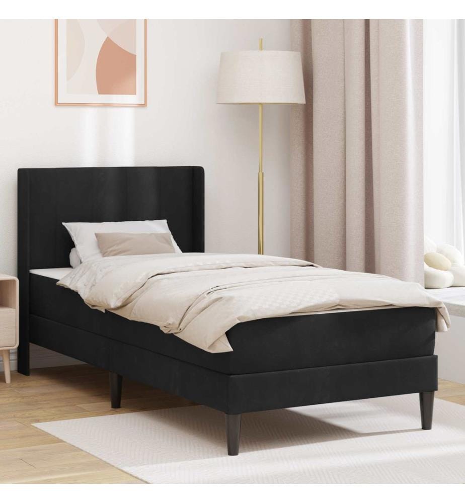 Bettgestell mit Matratze mit Kopfteil Schwarz 80 x 200 cm Samt