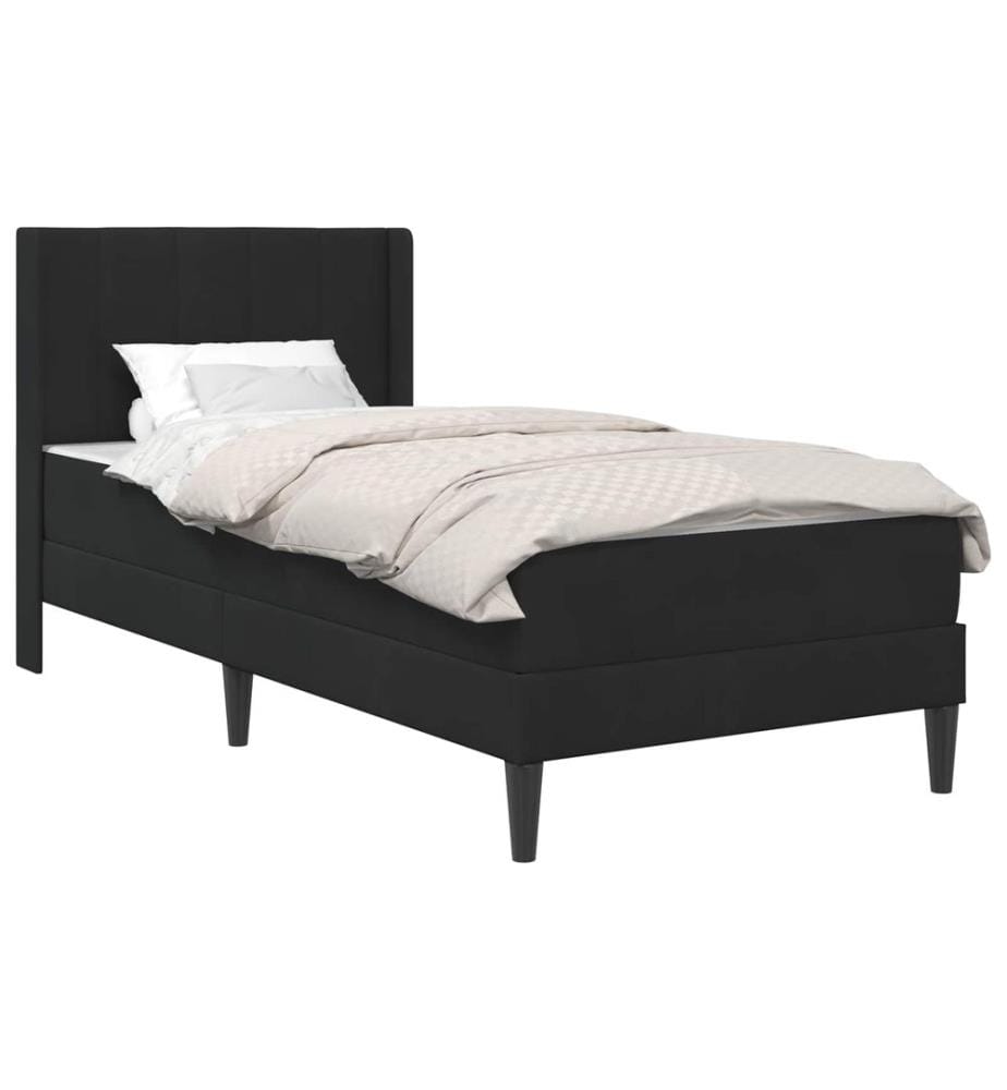 Bettgestell mit Matratze mit Kopfteil Schwarz 80 x 200 cm Samt