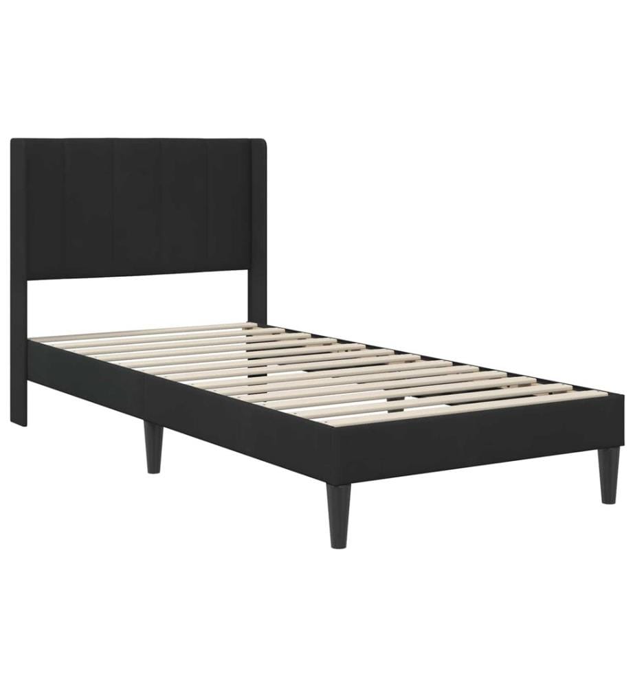 Bettgestell mit Matratze mit Kopfteil Schwarz 80 x 200 cm Samt