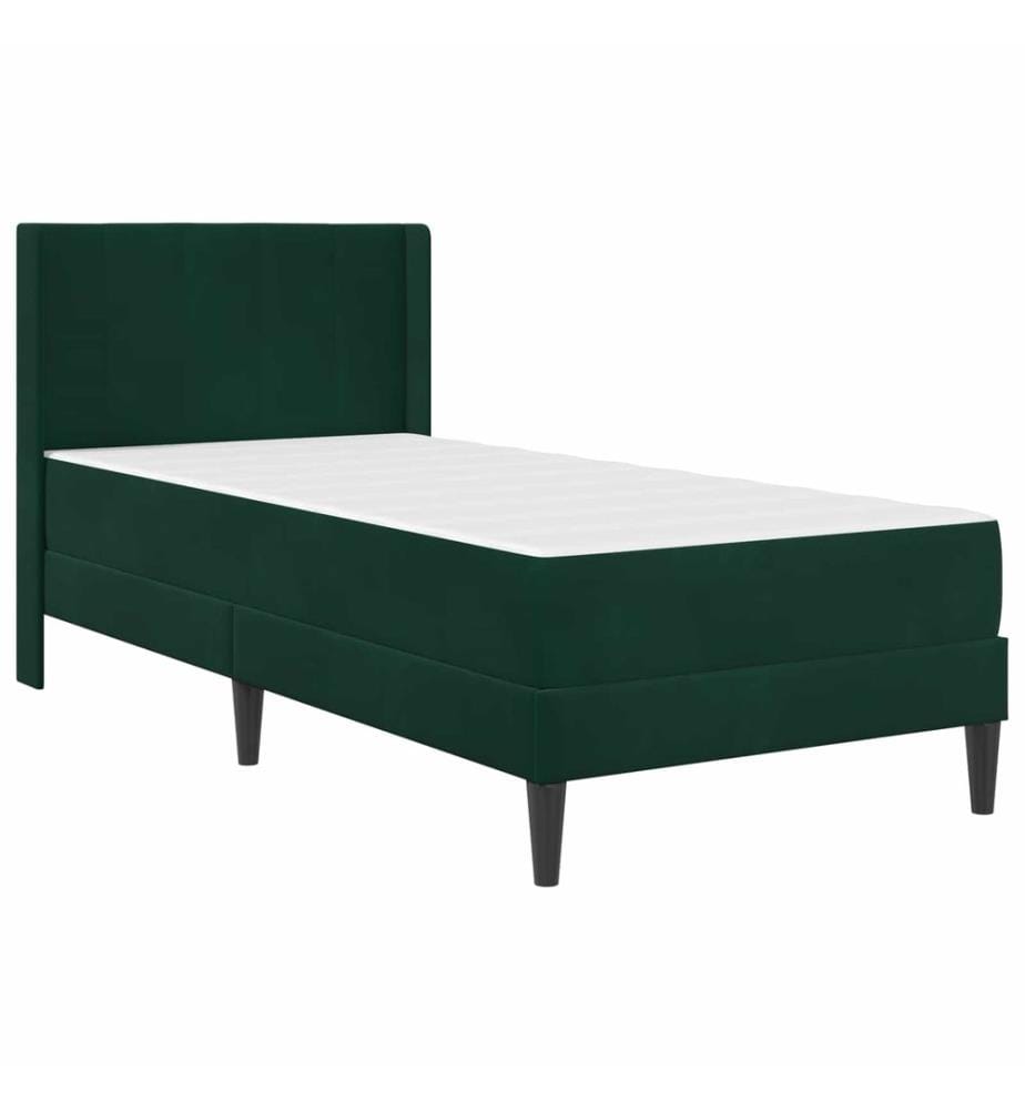 Cadre de lit avec matelas Vert foncé 90 x 190 cm Velours