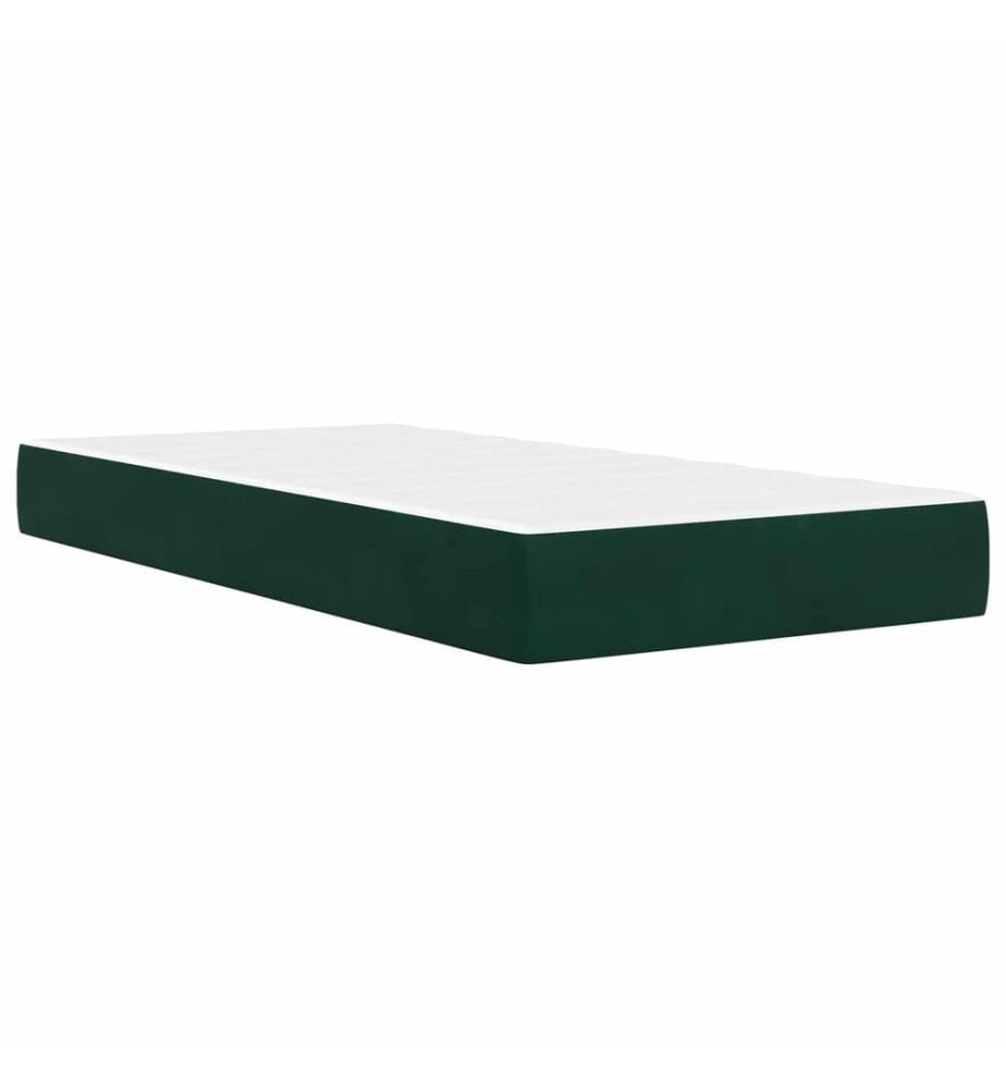 Cadre de lit avec matelas Vert foncé 90 x 200 cm Velours