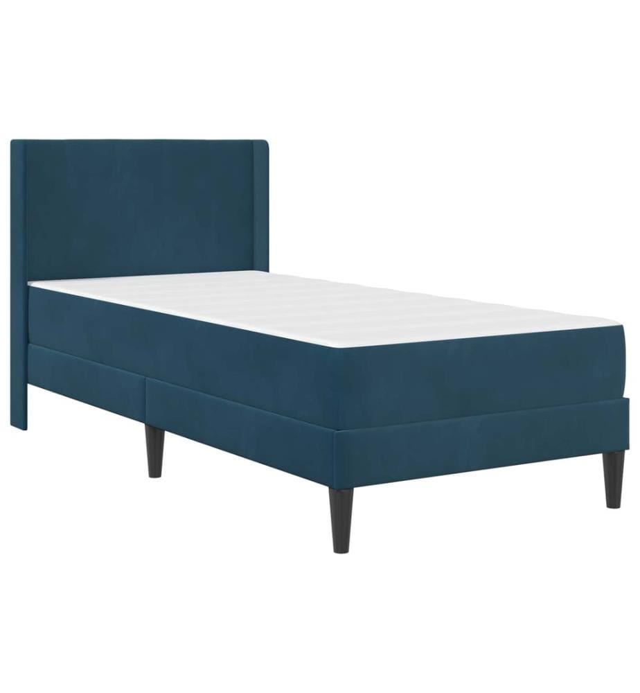 Cadre de lit avec matelas Bleu 90 x 200 cm Velours