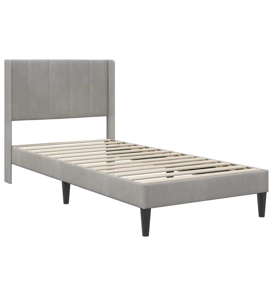 Bettgestell mit Matratze Hellgrau 100 x 200 cm Samt