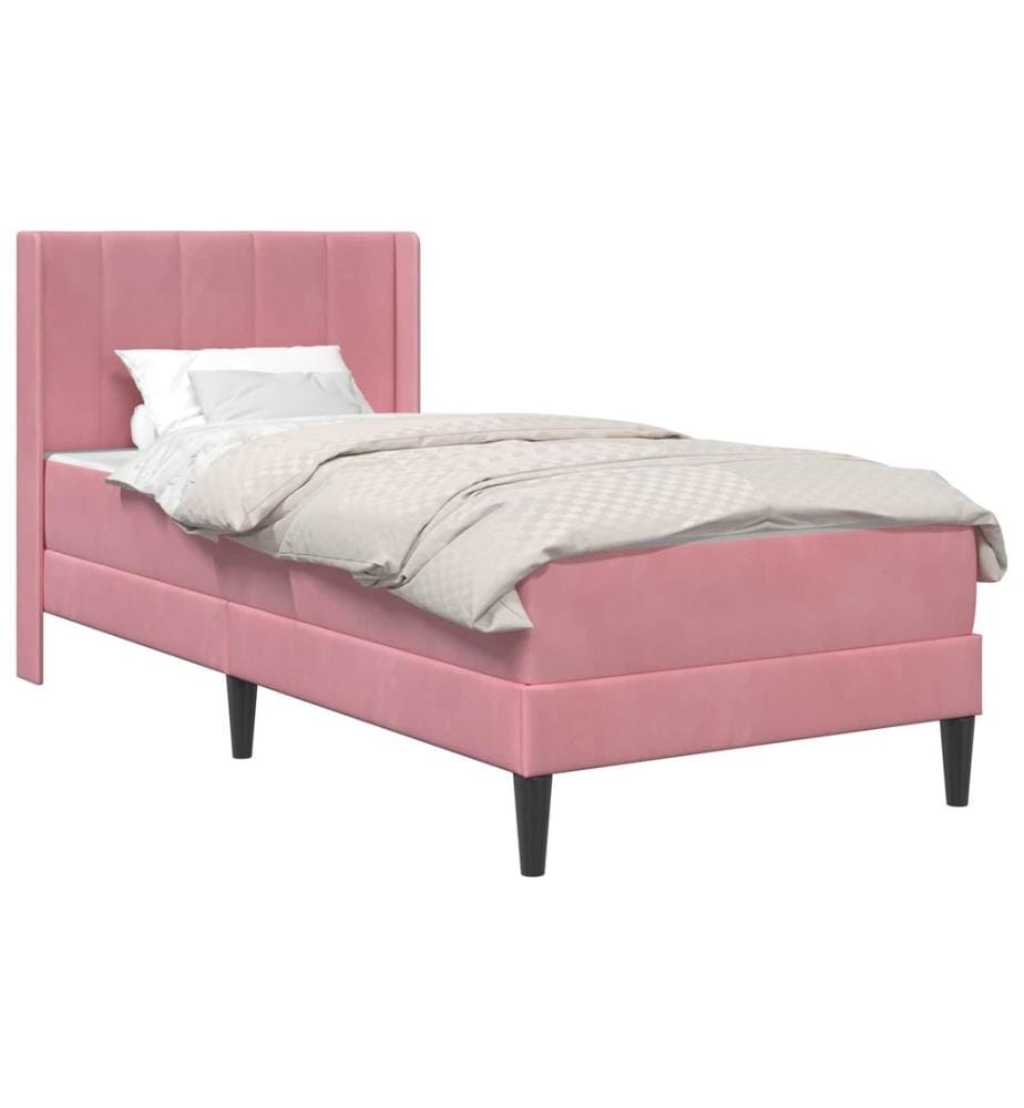 Cadre de lit avec matelas Rose 100 x 200 cm Velours